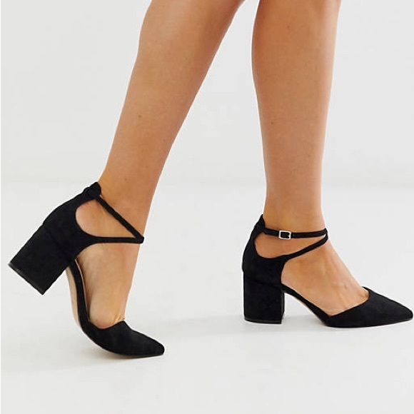 Aldo Shoes Aldo Brookshear Mid Block Heel Shoe Black Velvet Size Us